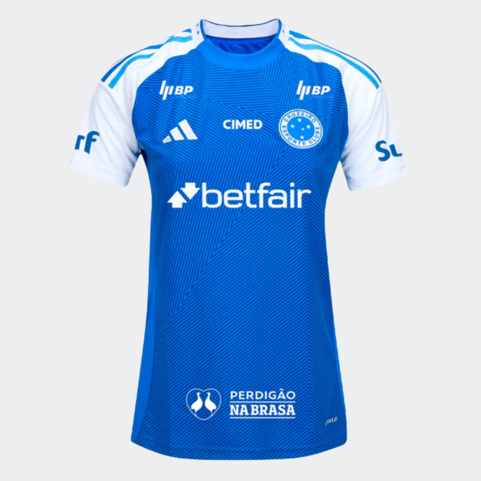 Camisola Feminina Cruzeiro 2025/26 Casa Com Patrocinadores
