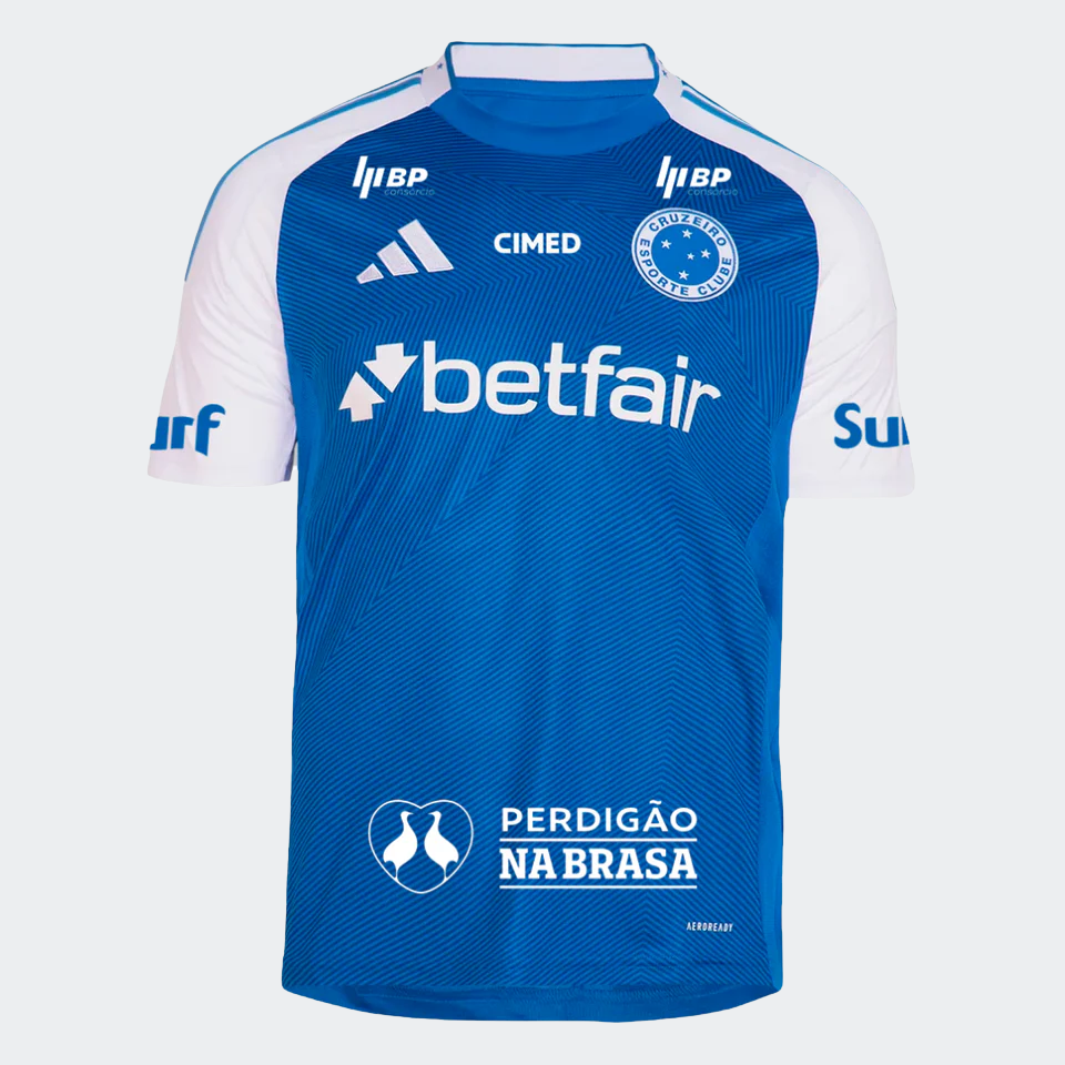 Camisola Cruzeiro 2025/26 Casa Com Patrocinadores