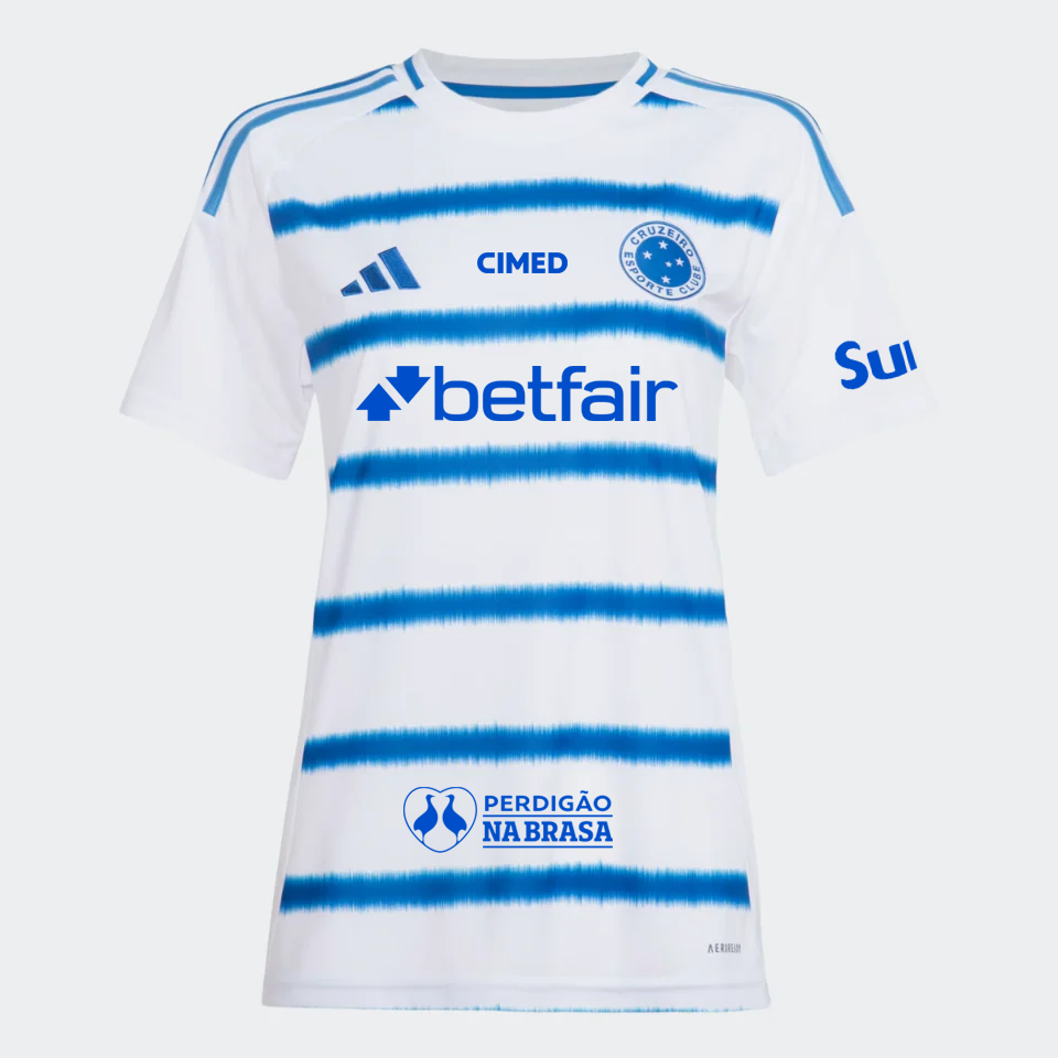 Camisola Feminina Cruzeiro 2025/26 Fora COM Patrocínios