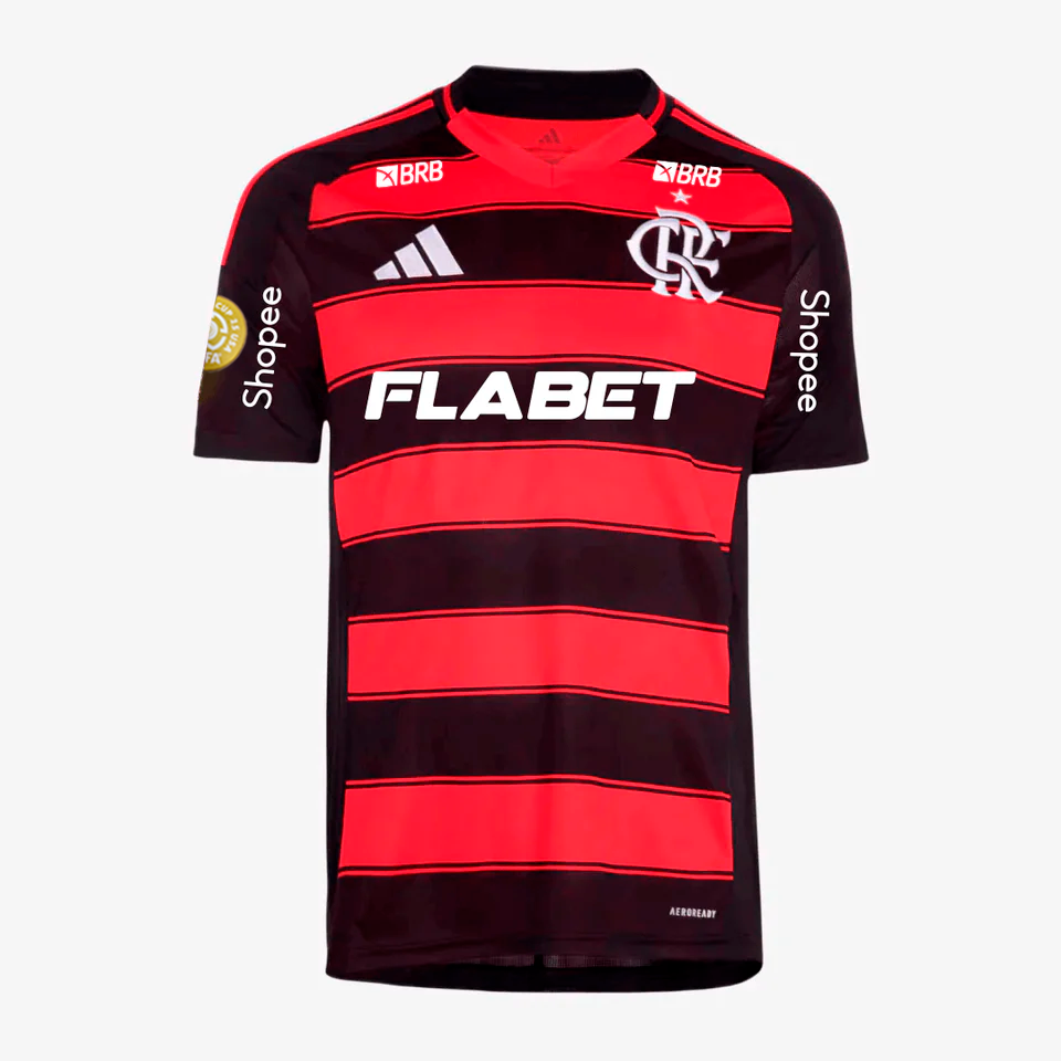 Camisola Flamengo 2025/26 Casa Com Patrocinadores Torcedor