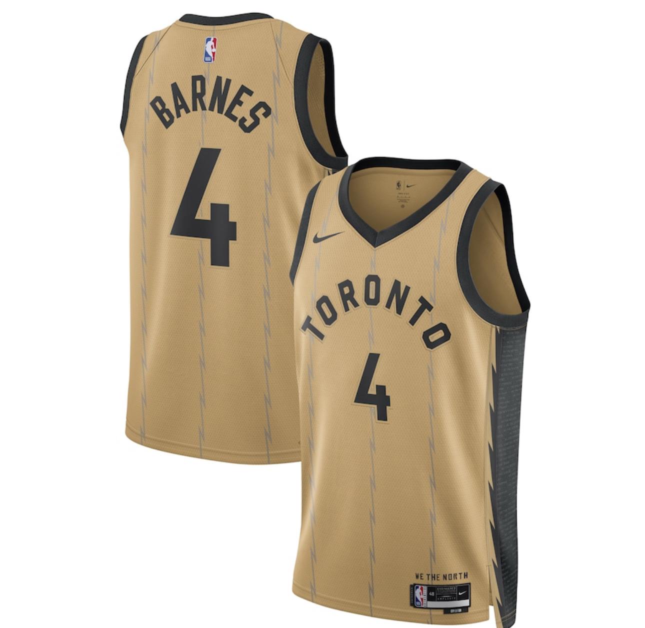 Barnes #4 Toronto Raptors Unisex 23/24 NBA - Gold - City Edition