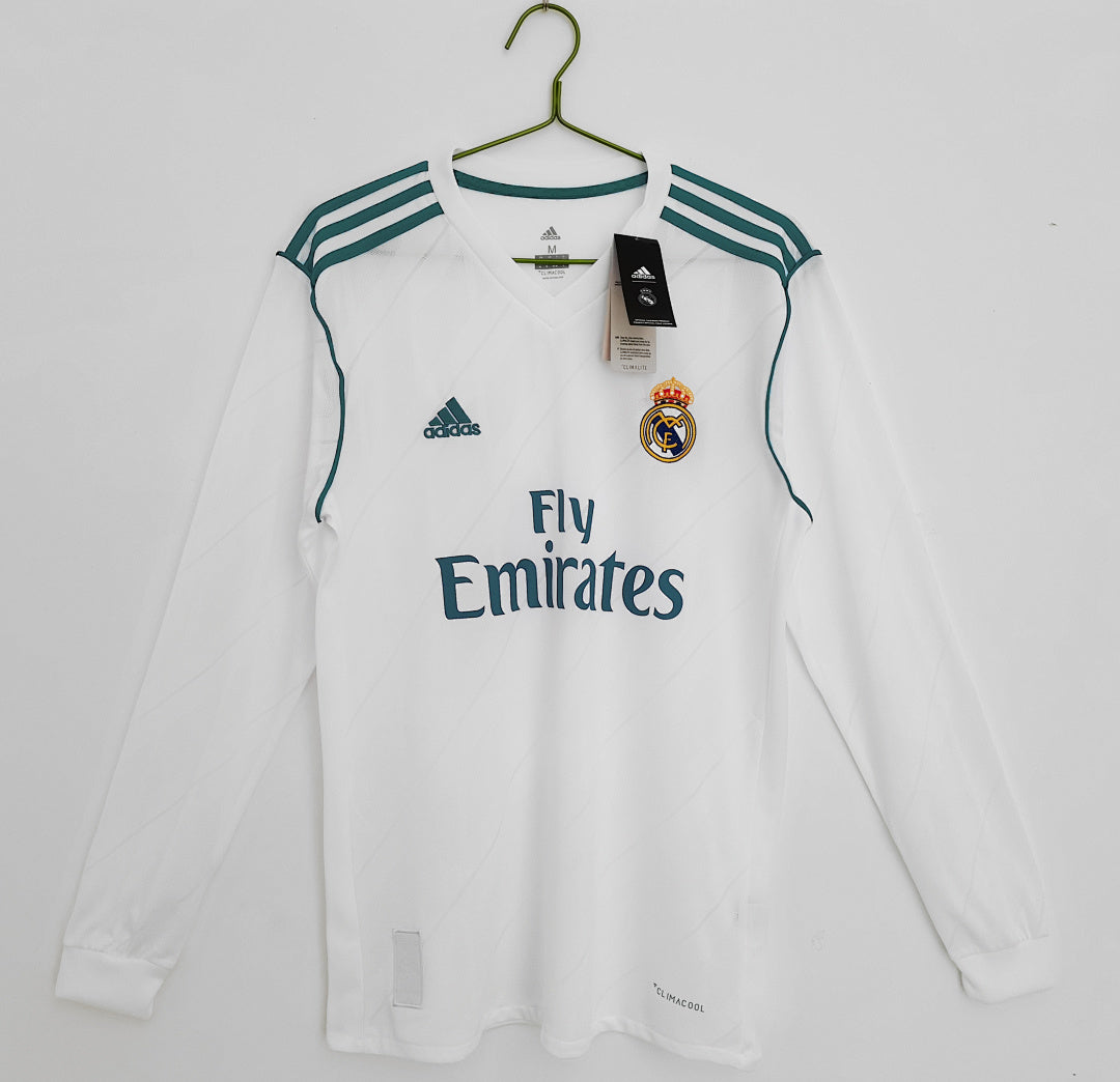 Real Madrid 2017/18 Retro Home Long-Sleeve Jersey - front