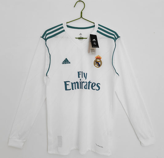 Real Madrid 2017/18 Retro Home Long-Sleeve Jersey - front