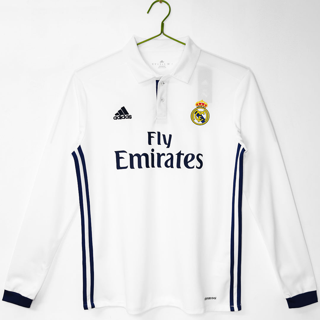 Real Madrid 2016/17 Retro Home Long-Sleeve Jersey - front