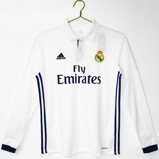 Real Madrid 2016/17 Retro Home Long-Sleeve Jersey - front